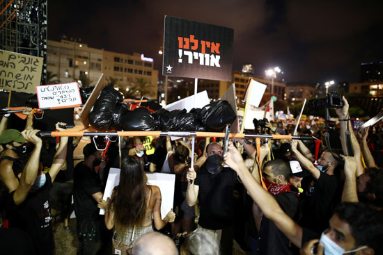 جانب من الاحتجاجات فى تل أبيب