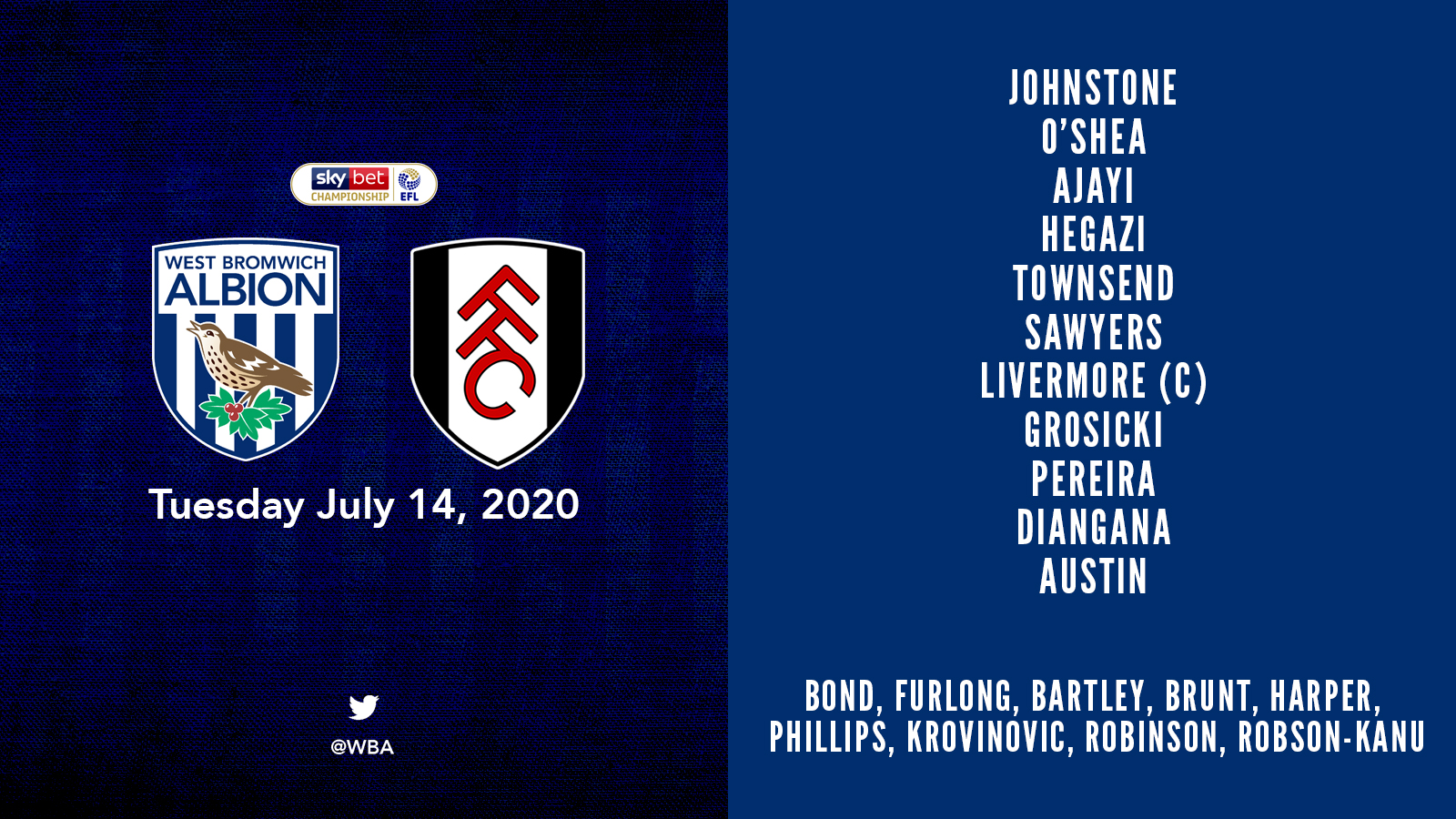 أحمد حجازى أساسيا مع  وست بروميتش ضد فولهام