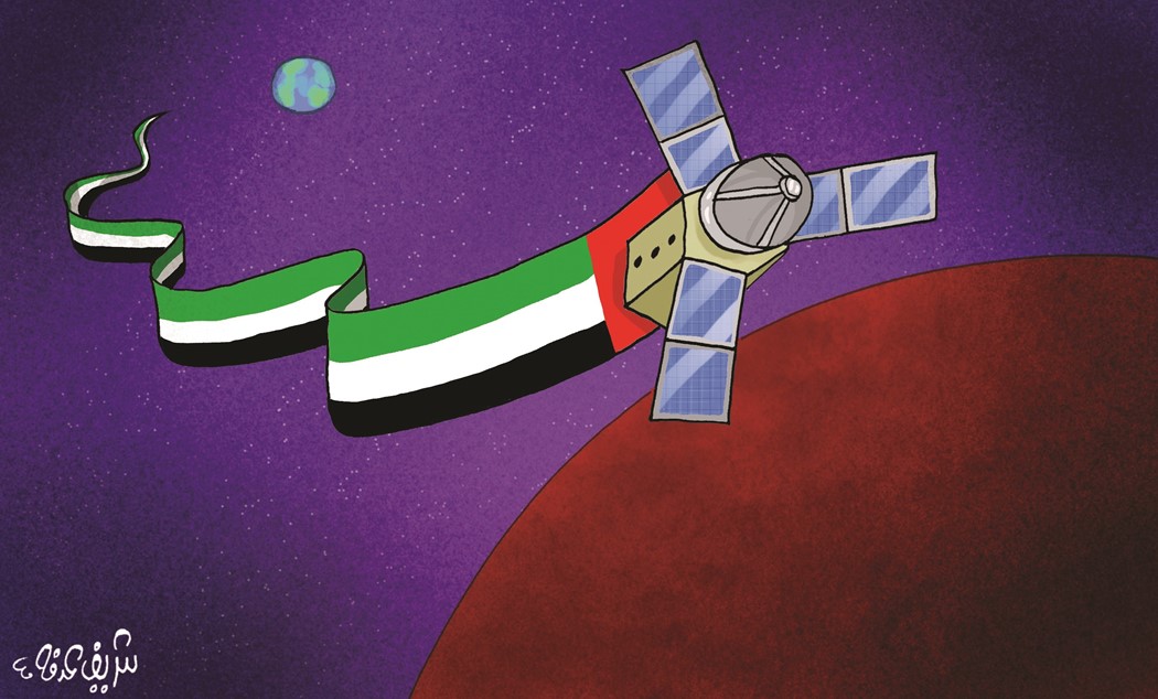 علم الإمارات يزين المريخ عن طريق مسبار الأمل