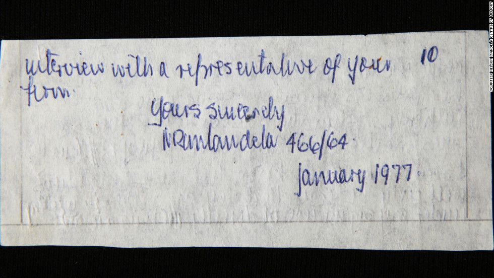 كتابات لمانديلا بخط يده عام 77
