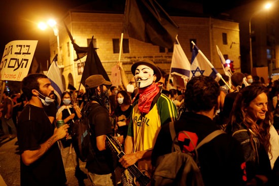 جانب من الاحتجاجات ضد نتنياهو