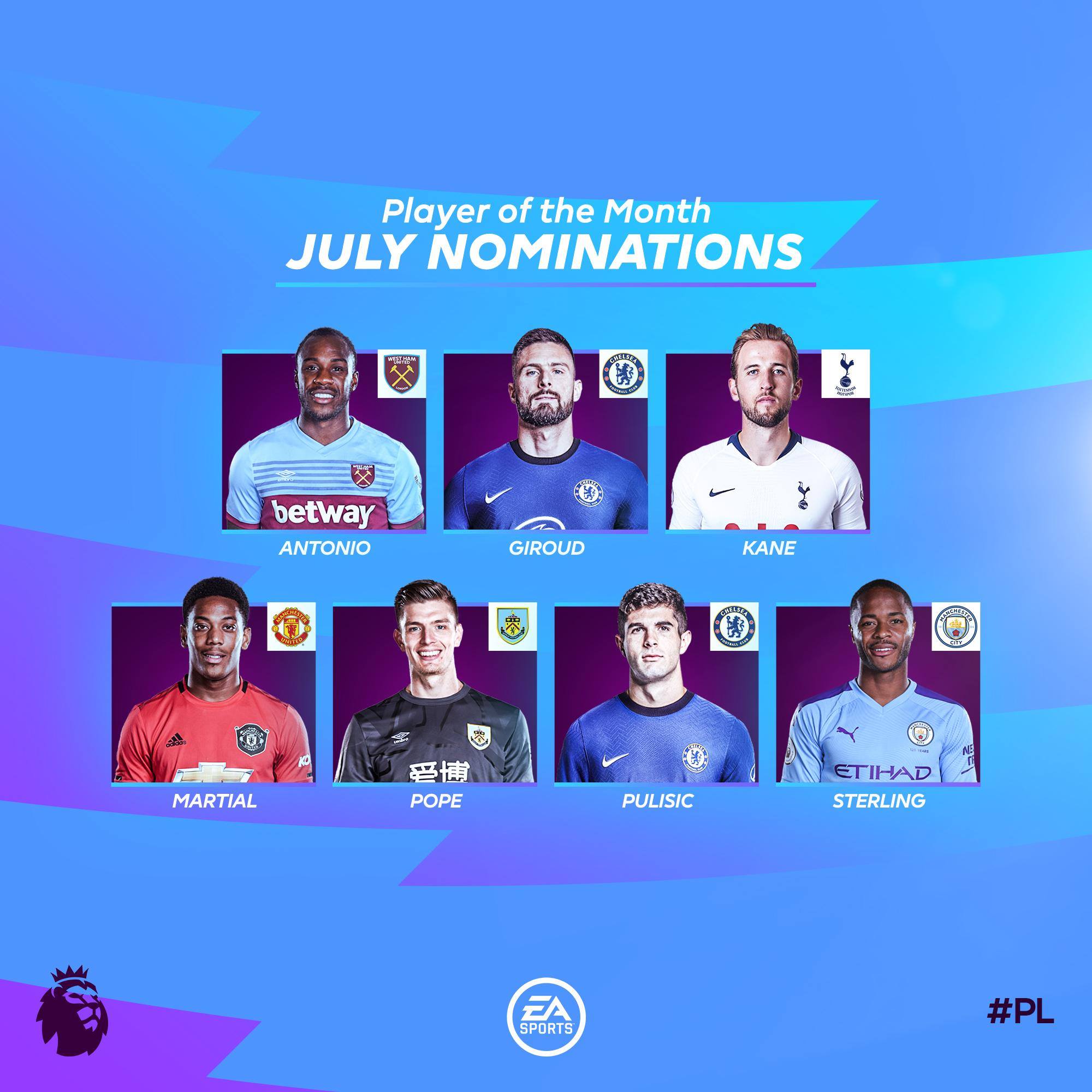 اللاعبين المرشحين لجائزة الافضل فى يوليو