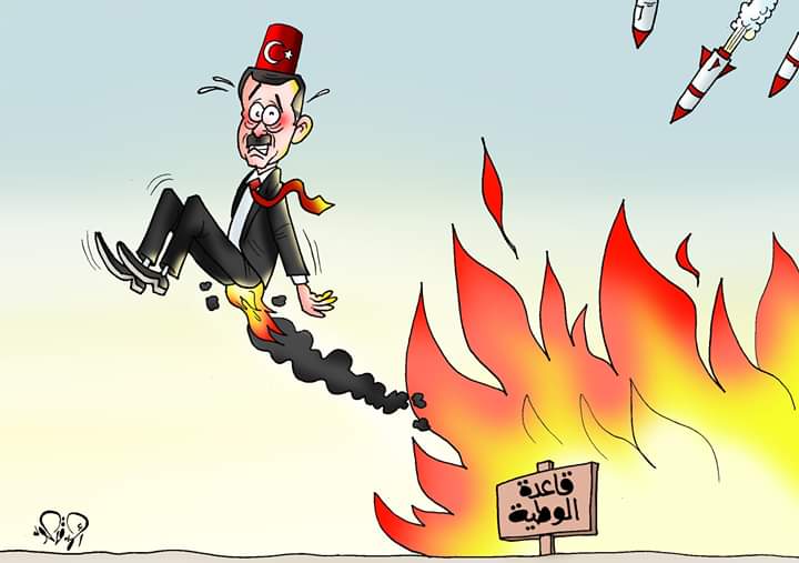 نيران الاحتلال التركى تحرق أردوغان في ليبيا بـكاريكاتير اليوم السابع