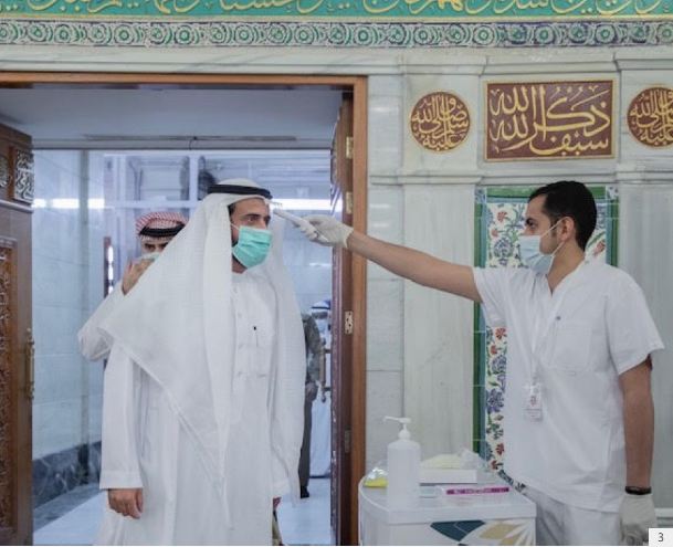 تطبيق الاجراءات الاحترازية على وزير الصحة لدى دخولة المسجد النبوى