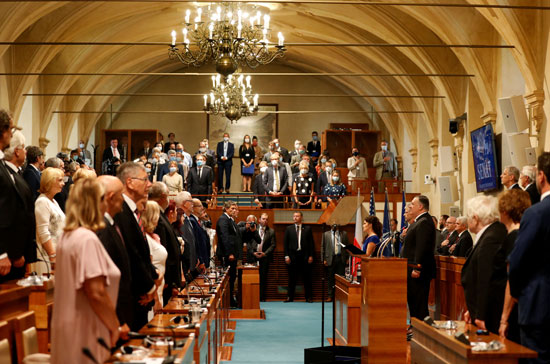 وزير الخارجية الأمريكي مايك بومبيو خلال اجتماع مجلس الشيوخ التشيكى