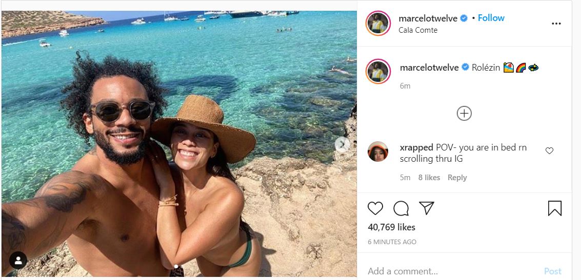 البرازيلي مارسيلو برفقة زوجته كلاريس الفيس  (1)