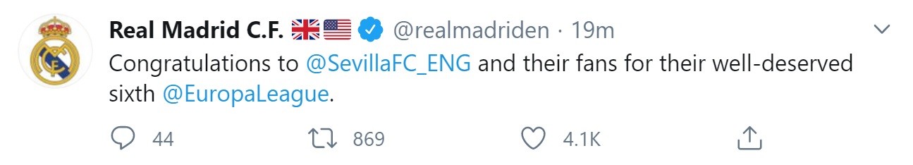 تغريدة ريال مدريد