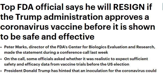 FDA لن توافق على لقاح كورونا الا بعد ثبوت فعاليته وامانه