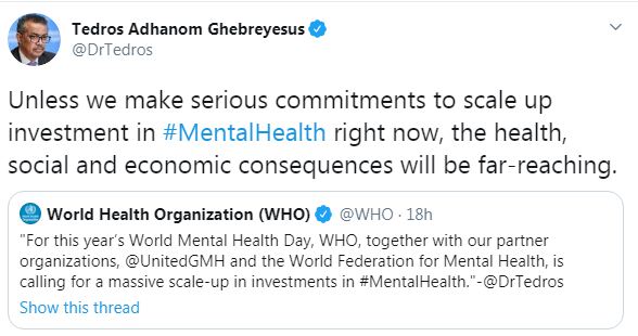 مدير منظمة الصحة العالمية على تويتر