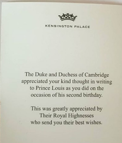 رسالة شكر للمعجبين الملكيين