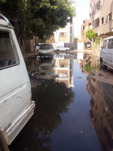 مياه الصرف الصحي تغرق الشارع
