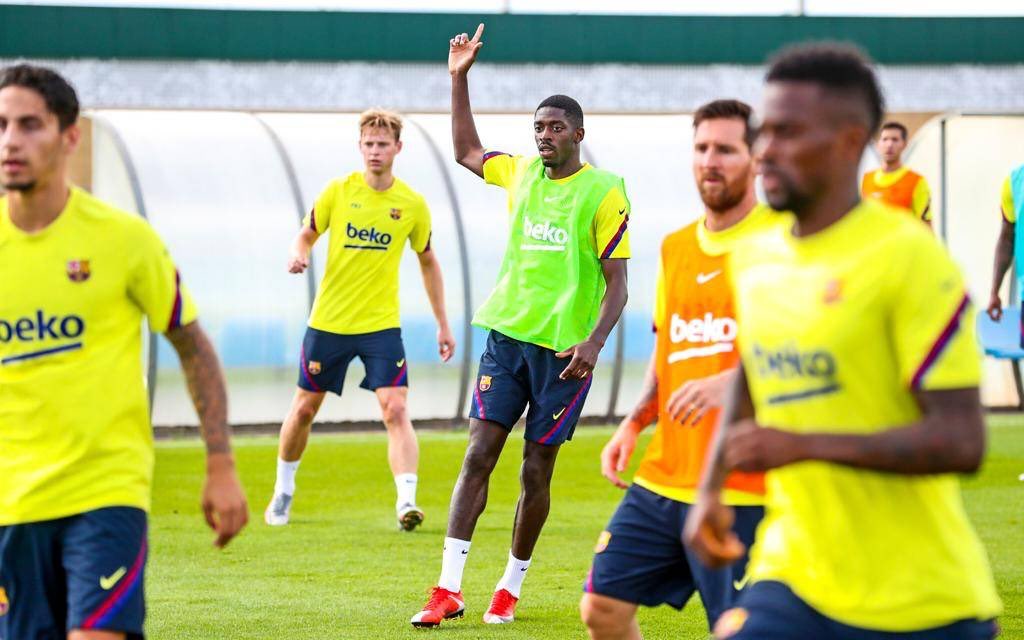 ديمبيلي فى تدريبات برشلونة