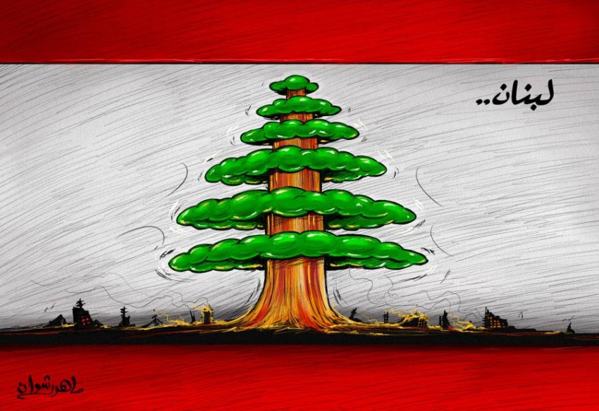 كاريكاتير الرؤية الإماراتية لبنان
