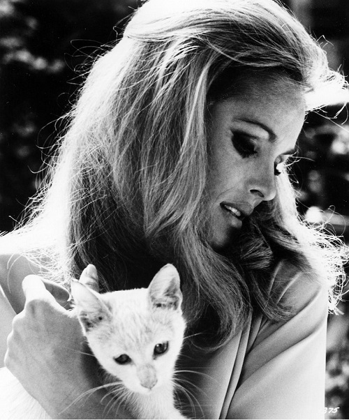 أورسولا أندريس التي تلعب دور كارولين وهي تحمل قطة صغيرة