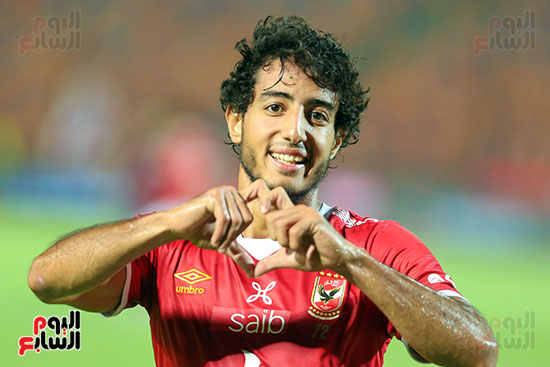 محمد هانى بعد إحرازه الهدف الأول للأهلى