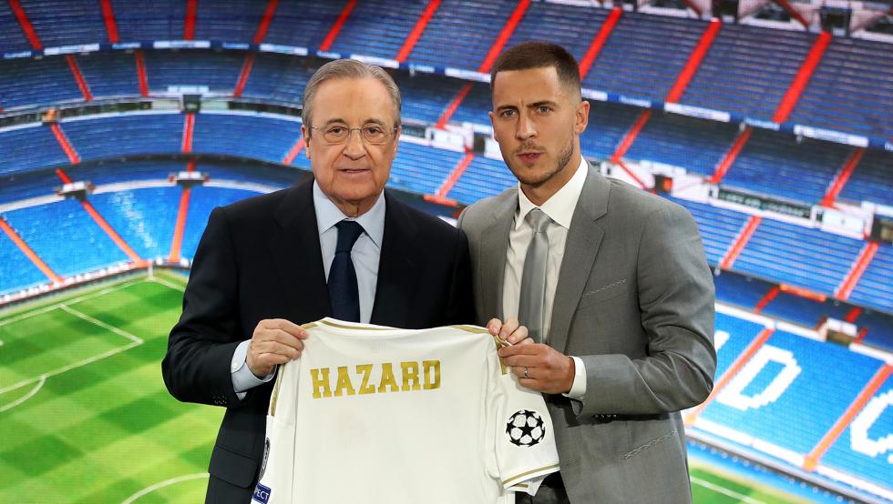 هازارد يحمل قميص ريال مدريد مع بيريز هازارد يحمل قميص ريال مدريد مع بيريز