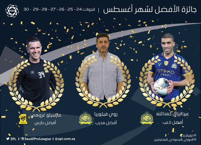 جوائز الافضل فى الدوري السعودي خلال شهر أغسطس