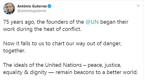 الامين العام لمنظمة الامم المتحدة على تويتر