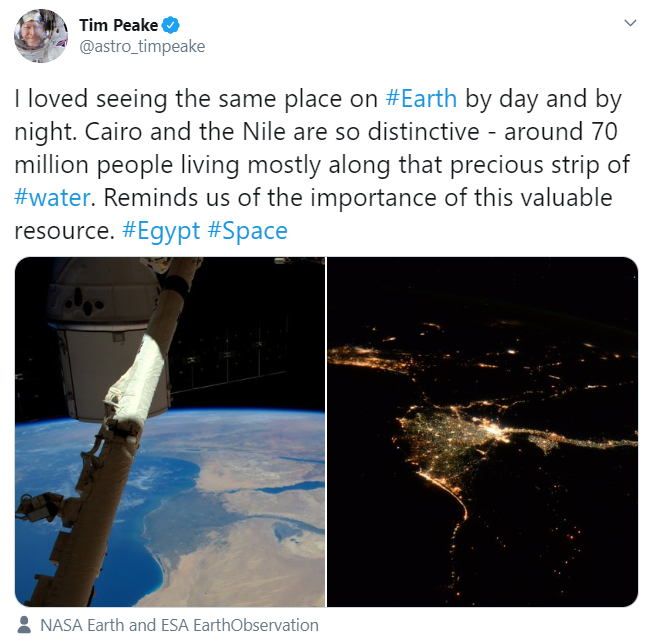 رائد الفضاء البريطانى نيم بيك عبر حسابه بموقع تويتر