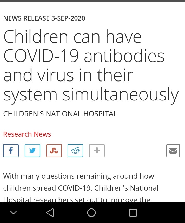 الاطفال يحملون الفيروس والاجسام المضادة