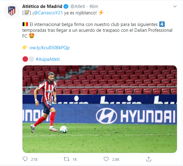 أتلتيكو مدريد يضم كاراسكو