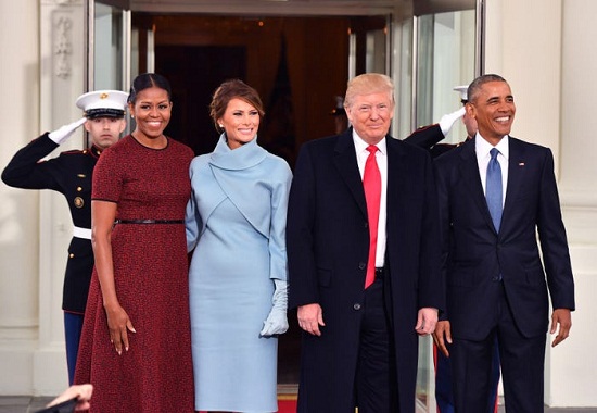 استقبال أوباما لترامب وزوجته