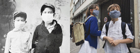 ارتداء الأطفال للكمامة منذ 100 عام والآن