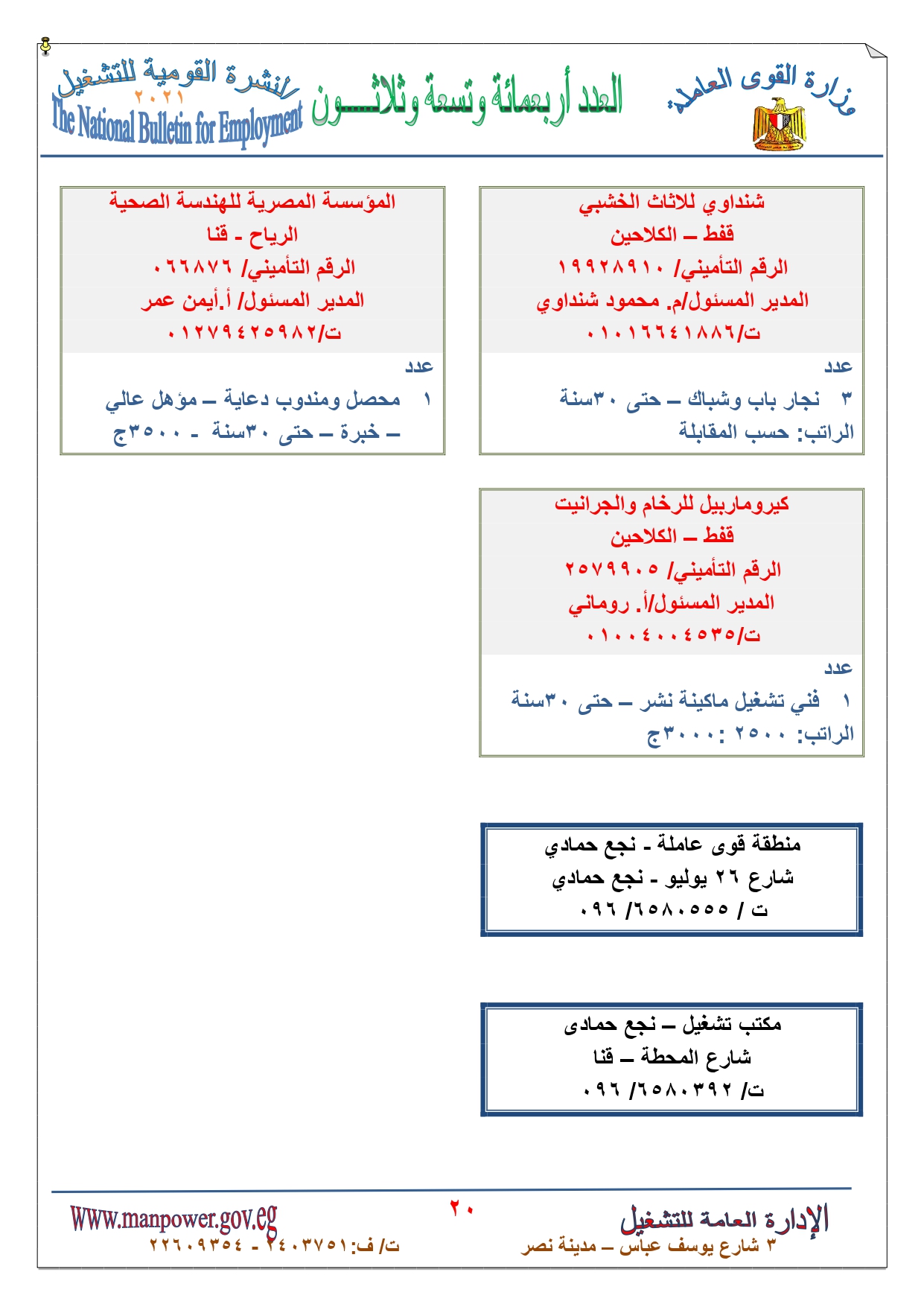 وظائف القوى العاملة  (20)