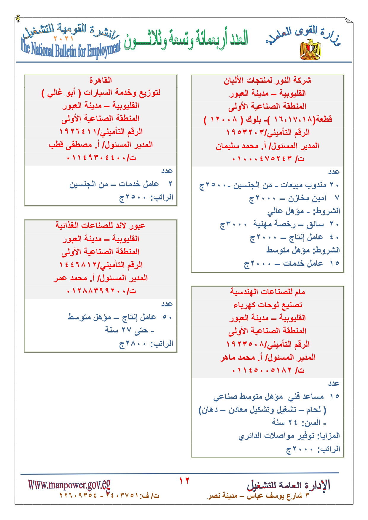 وظائف القوى العاملة  (12)