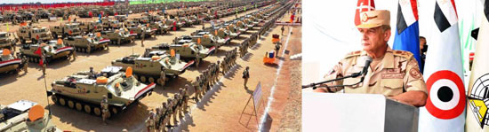 وزير الدفاع يشهد إجراءات تفتيش الحرب لأحد تشكيلات الجيش الثانى (3)