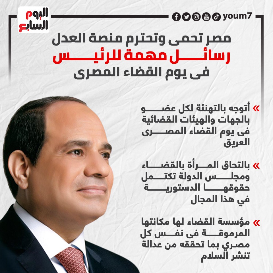 مصر تحمى وتحترم منصة العدل رسائل مهمة للرئيس فى يوم القضاء المصرى