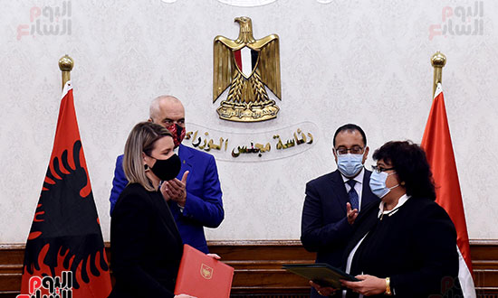 رئيس الوزراء مصطفى مدبولى و إيدي راما رئيس وزراء ألبانيا  (13)