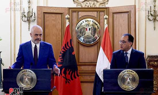 رئيس الوزراء مصطفى مدبولى و إيدي راما رئيس وزراء ألبانيا  (21)