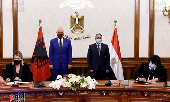رئيس الوزراء مصطفى مدبولى و إيدي راما رئيس وزراء ألبانيا  (11)