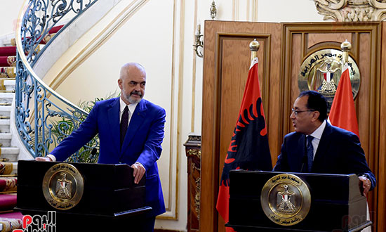 رئيس الوزراء مصطفى مدبولى و إيدي راما رئيس وزراء ألبانيا  (17)
