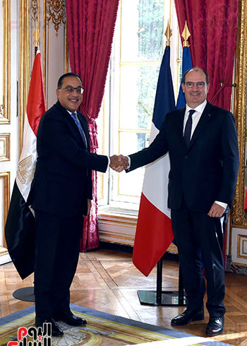 مصطفى مدبولى، رئيس مجلس الوزراء وجون كاستيكس، رئيس وزراء فرنسا (16)