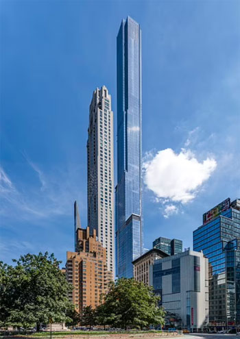 برج سنترال بارك في مدينة نيويورك. يعد أطول ناطحة سحاب سكنية في العالم رسميًا ، ويبلغ ارتفاعه 472 مترًا