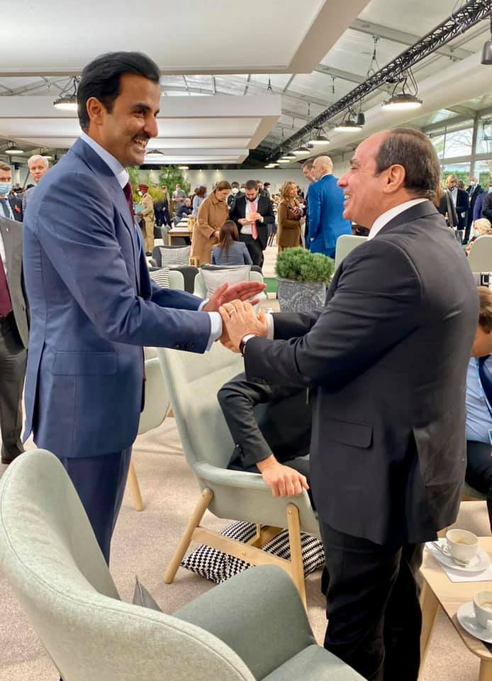 لقاء الرئيس عبد الفتاح السيسي مع الأمير تميم بن حمد آل ثان أمير دولة قطر في جلاسجو