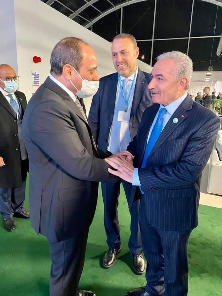 لقاء السيد الرئيس عبد الفتاح السيسي مع السيد محمد اشتية رئيس الوزراء الفلسطيني في جلاسجو.