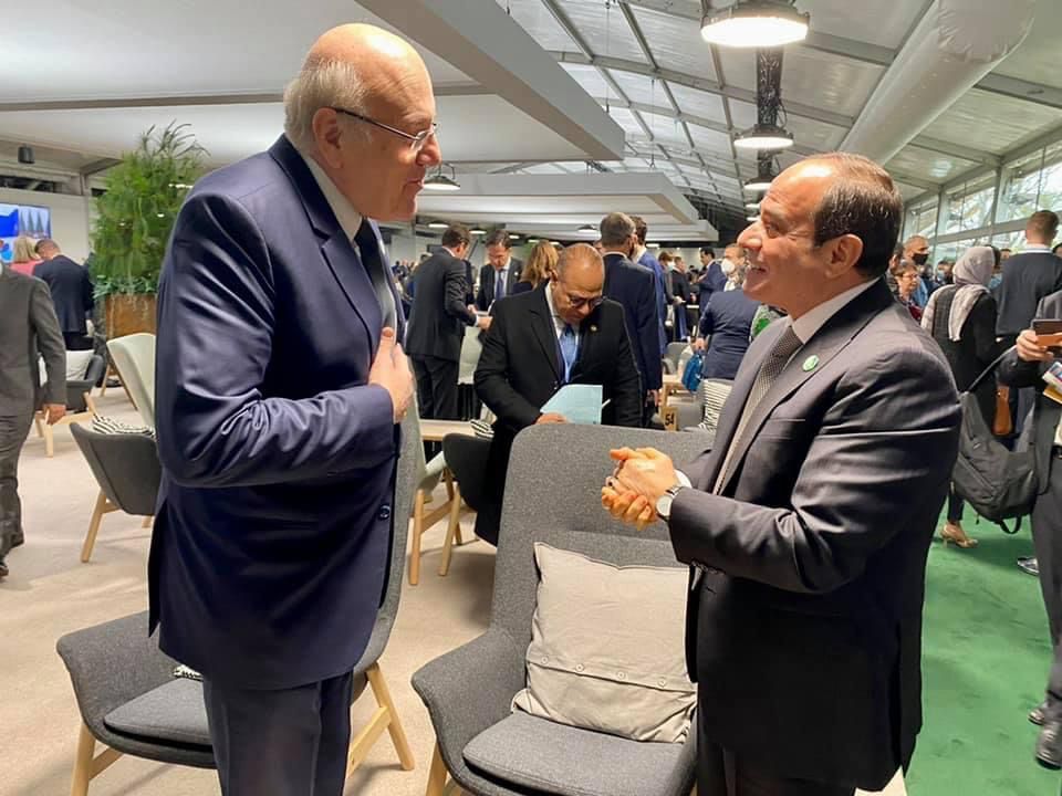لقاء السيد الرئيس عبد الفتاح السيسي مع السيد نجيب  ميقاتي رئيس الوزراء اللبناني في جلاسجو.