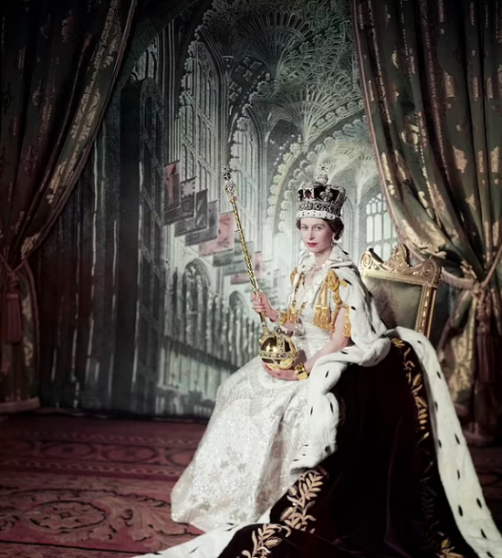 The Queen in the coronation dress