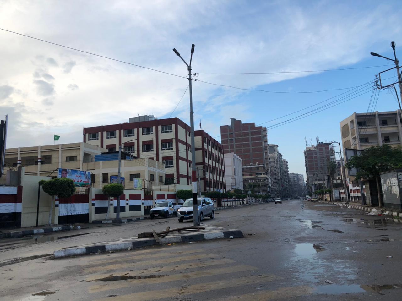 شوارع مدينة المنصورة بعد سقوط أمطار متوسطة