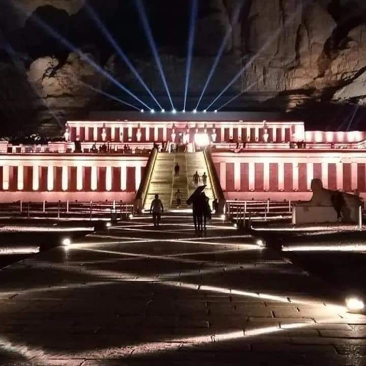 معبد حتشبسوت يتألق قبل حفل طريق الكباش