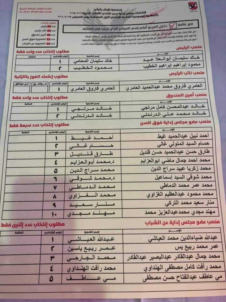 استمارة انتخابات الأهلي