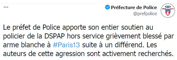 تغريدة الشرطة الفرنسية