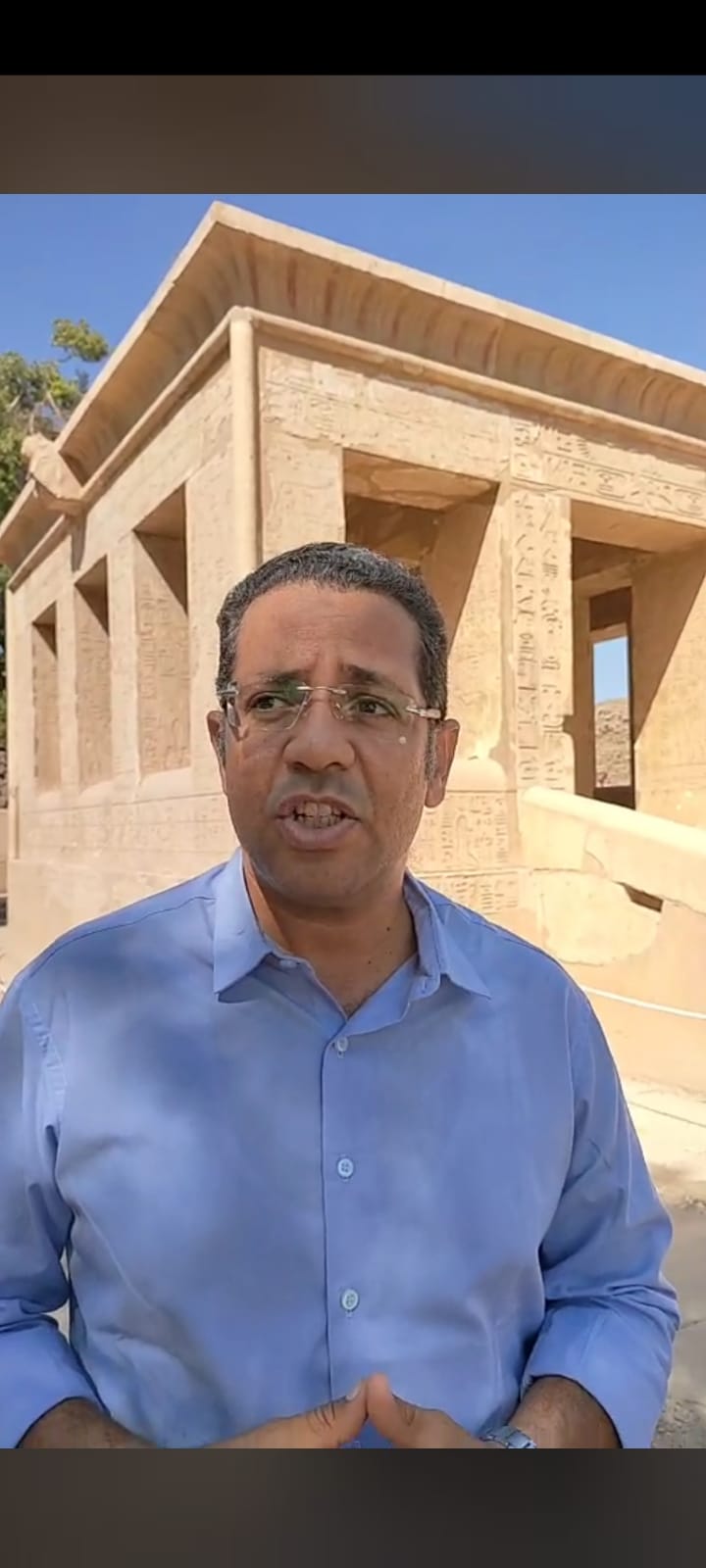 الدكتور مصطفى الصغير مدير عام آثار الكرنك خلال حديثه لليوم السابع
