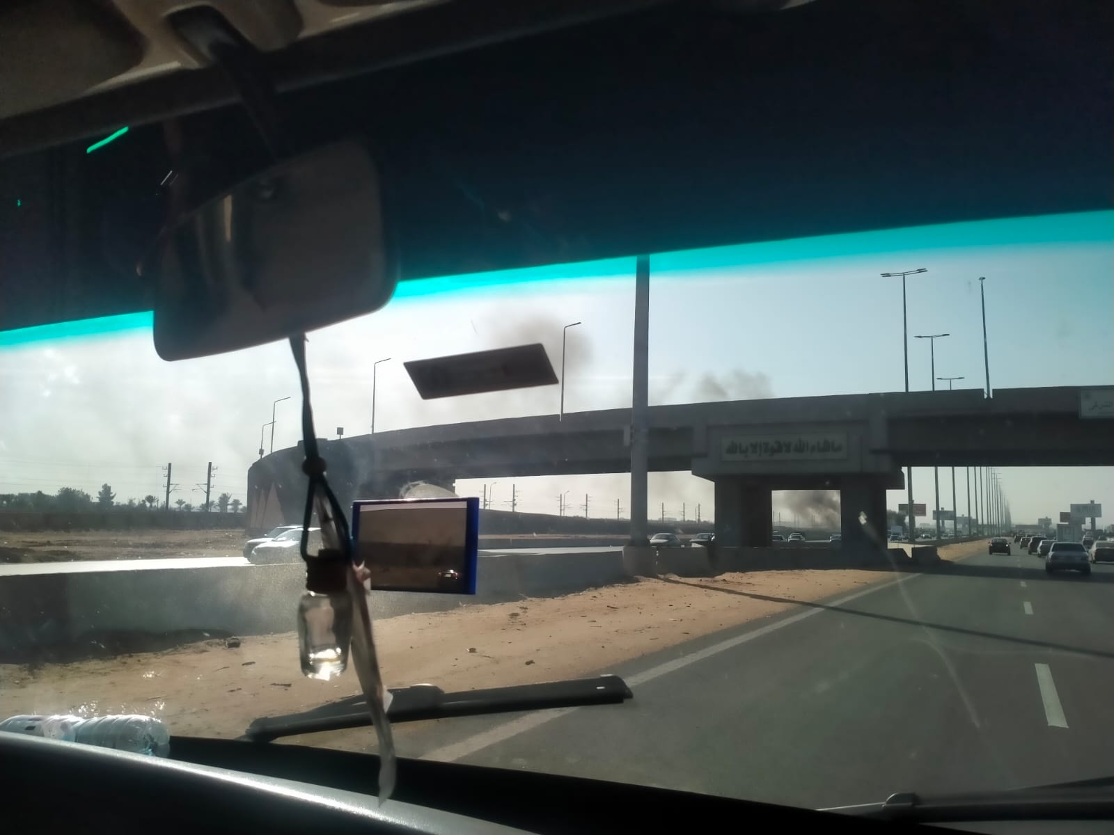 حريق أتوبيس بطريق القاهرة الإسماعيلية