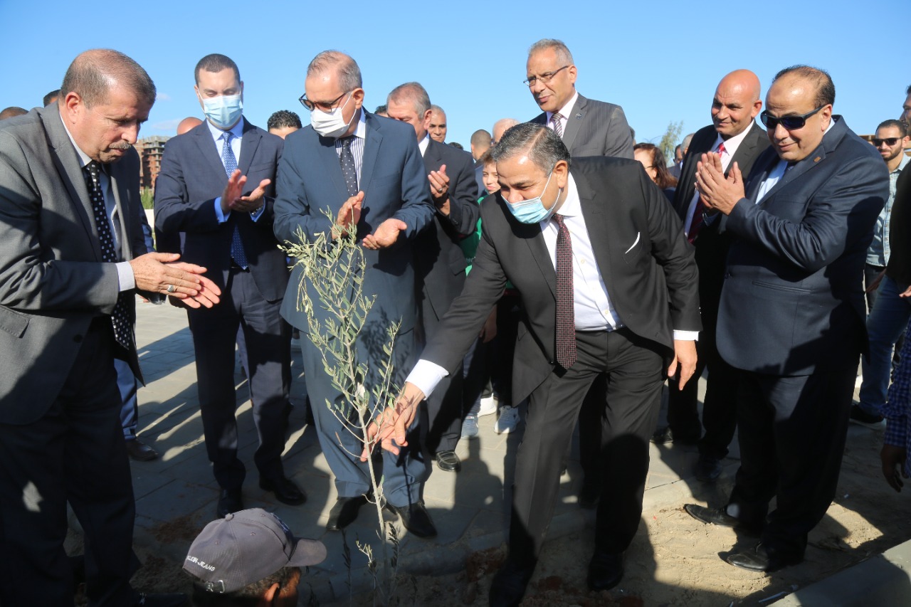 رئيس جامعة كفر الشيخ يزرع شجرة في الحديقة العامة المركزية المجانية