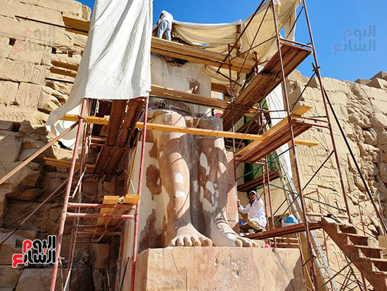 ترميم-تمثال-تحتمس-الثانى-فى-الكرنك