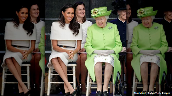 Meghan Markle in a picnic dress with Queen Elizabeth
